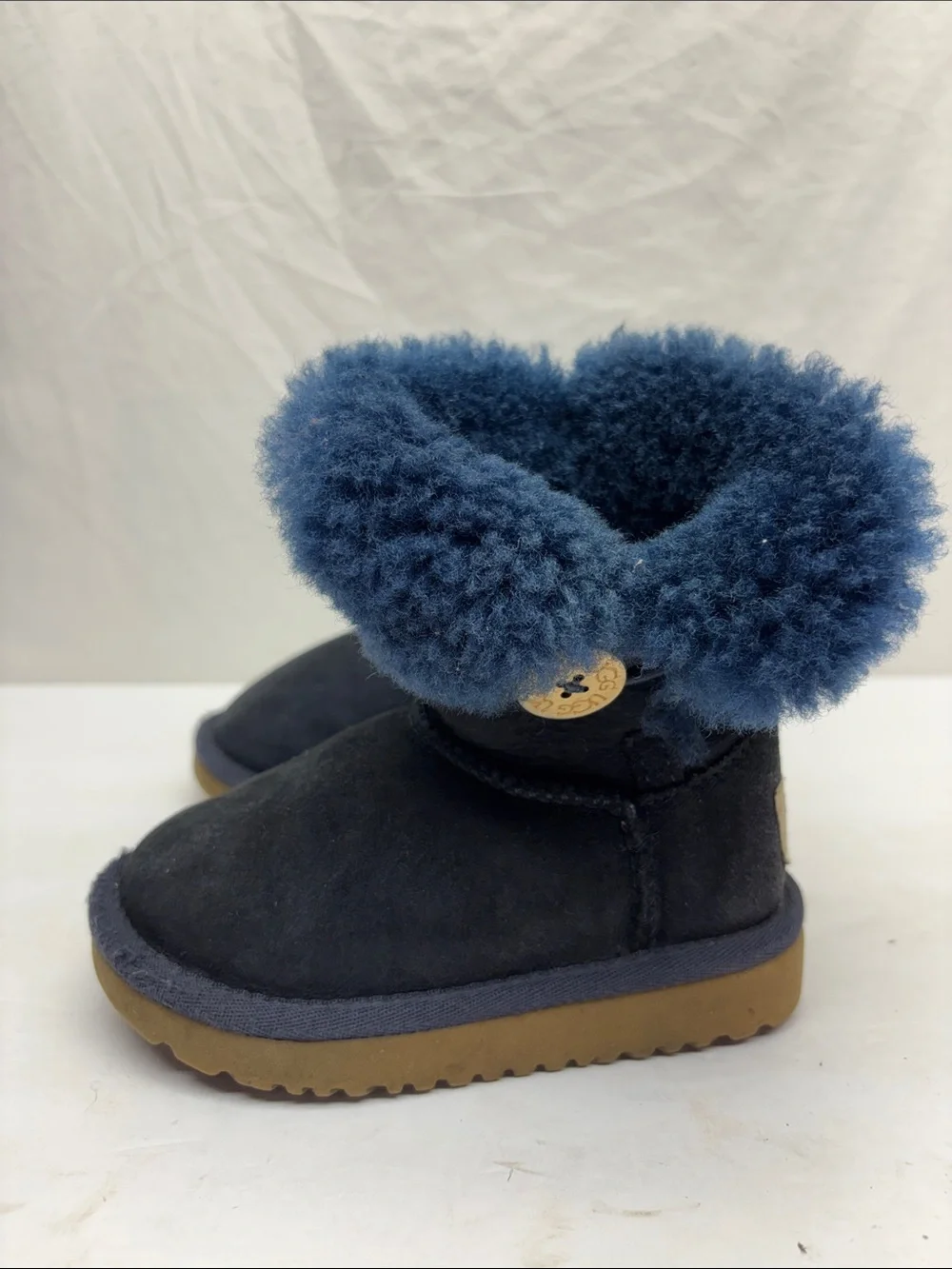 Kids Navy Bailey Button boots, SZ 7 for baby, box 72